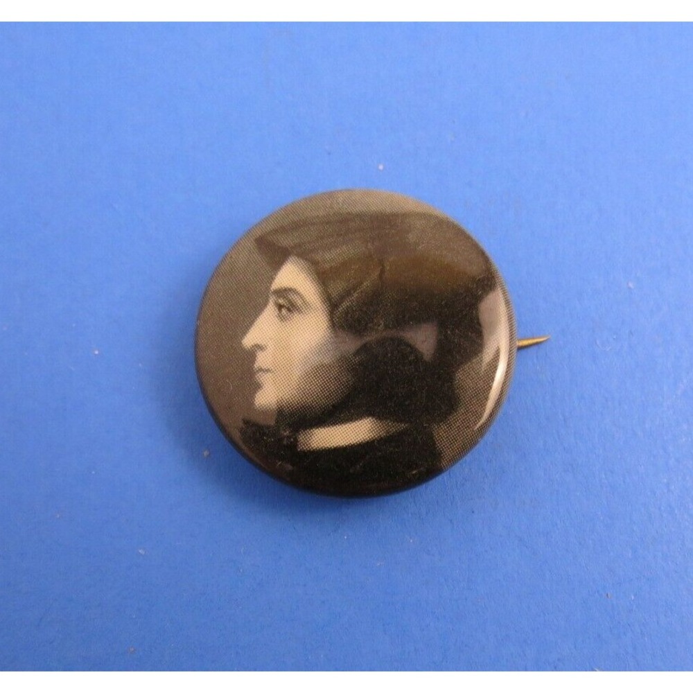 Vintage Print Woman's Portrait Pinback Button